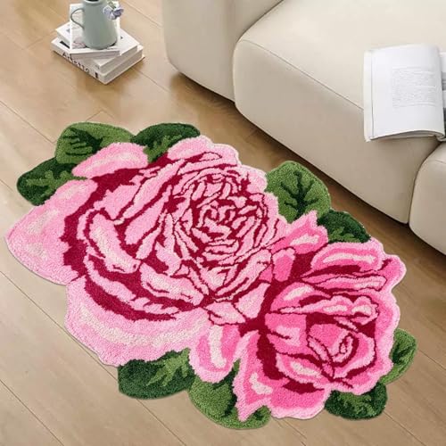 Lacomfy Badezimmerteppich mit rosa Rosen, flauschig, rutschfest, waschbar, saugfähig, Rosen-Teppich, zotteliger Teppich für Schlafzimmer, Wohnzimmer, Dusche, 89,9 x 54,1 cm Lacomfy Badezimmerteppich mit rosa Rosen, flauschig, rutschfest, waschbar, saugfähig, Rosen-Teppich, zotteliger Teppich für Schlafzimmer, Wohnzimmer, Dusche, 89,9 x 54,1 cm von Lacomfy
