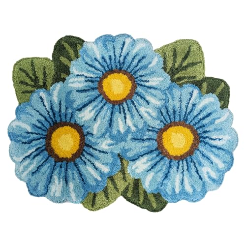 Lacomfy Daisy Area Rug Handmade Fluffy Thick Blue Flower Bathroom Rug Daisy Shaped Floral Area Rug Nonslip Floor Mat for Bedroom Living Room, 31.5''x23.6'' Lacomfy Daisy Area Rug Handmade Fluffy Thick Blue Flower Bathroom Rug Daisy Shaped Floral Area Rug Nonslip Floor Mat for Bedroom Living Room, 31.5''x23.6'' von Lacomfy