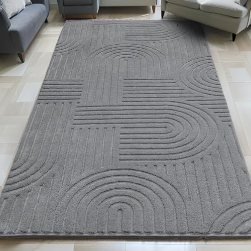 Lacomfy Hoch-/Niedrigflor-Läufer, 70 x 150 cm, Regenbogen-Linienmuster, flauschig, rutschfest, moderner Teppich für Badezimmer/Tür/Schlafzimmer, Grau Lacomfy Hoch-/Niedrigflor-Läufer, 70 x 150 cm, Regenbogen-Linienmuster, flauschig, rutschfest, moderner Teppich für Badezimmer/Tür/Schlafzimmer, Grau von Lacomfy