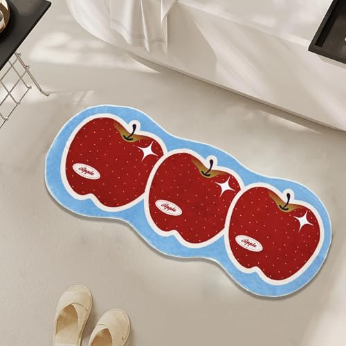 Lacomfy Niedlicher Obstteppich, Apfelläufer, superweich, Kinderteppich für Schlafzimmer, Rot, Blau, Apfel, Küchenmatte, geeignet für Wohnzimmer, Badezimmer, Küche, 40 x 120 cm, Blau Lacomfy Niedlicher Obstteppich, Apfelläufer, superweich, Kinderteppich für Schlafzimmer, Rot, Blau, Apfel, Küchenmatte, geeignet für Wohnzimmer, Badezimmer, Küche, 40 x 120 cm, Blau von Lacomfy