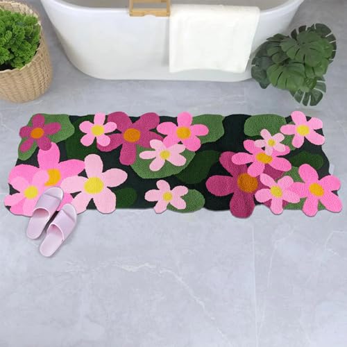 Lacomfy Teppich, Blumenmuster, für Schlafzimmer, rutschfest, weich, handgefertigt, für Badezimmer/Wohnzimmer/Kinderzimmer Lacomfy Teppich, Blumenmuster, für Schlafzimmer, rutschfest, weich, handgefertigt, für Badezimmer/Wohnzimmer/Kinderzimmer von Lacomfy