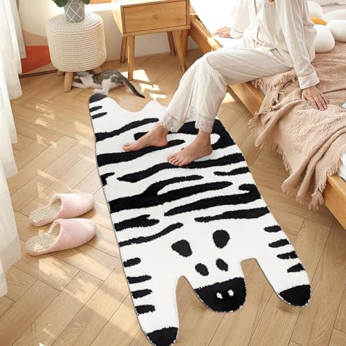 Lacomfy Zebra gestreifter Badezimmerteppich, Tier-Badematte, Kinderspielmatte für Schlafzimmer, Spielzimmer, Wohnzimmer, Wildtier-Design, wasserabsorbierend, rutschfest, weich, waschbar, Fußmatte Lacomfy Zebra gestreifter Badezimmerteppich, Tier-Badematte, Kinderspielmatte für Schlafzimmer, Spielzimmer, Wohnzimmer, Wildtier-Design, wasserabsorbierend, rutschfest, weich, waschbar, Fußmatte von Lacomfy