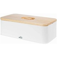 Brotkasten im nordischen Stil mit Schneidebrett auf dem Deckel [42 x 22,5 x 12,5 cm] - Mattweiß von Lacor
