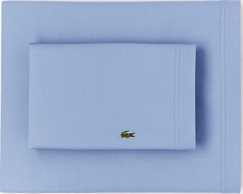 Lacoste Bettlaken-Set, 100% Perkal-Baumwolle, einfarbig, Allure Blue, Full von Lacoste