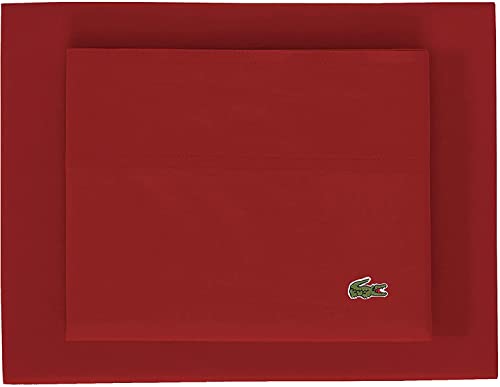 Lacoste Bettlaken-Set, 100% Baumwolle, Perkal, einfarbig, Chili Pepper, Doppelbett von Lacoste