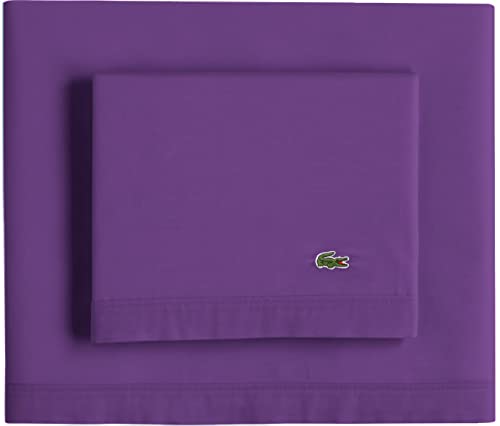 Lacoste Bettlaken-Set, 100% Perkal-Baumwolle, einfarbig, Pflaume, vollflächig von Lacoste