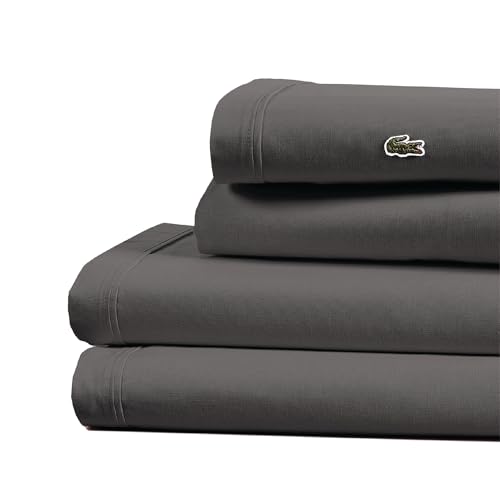 Lacoste Bettwäsche-Set aus 100% Baumwollperkal, atmungsaktiv, kühlend und in Hotelqualität, Tiefe Taschen, leicht anzubringen, Öko-Tex-Zertifiziert, Dunkelgrau, extra lang Lacoste Bettwäsche-Set aus 100% Baumwollperkal, atmungsaktiv, kühlend und in Hotelqualität, Tiefe Taschen, leicht anzubringen, Öko-Tex-Zertifiziert, Dunkelgrau, extra lang von Lacoste