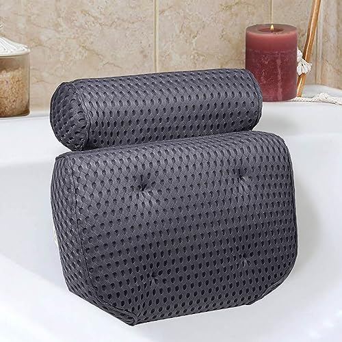 Badewannenkissen Bade- & Spakissen mit 4D-AirMesh-Textil und Saugnäpfe Kopfstütze und Rückenlehne Komfort Nackenkissen für Home Spa Whirlpools von Lactraum