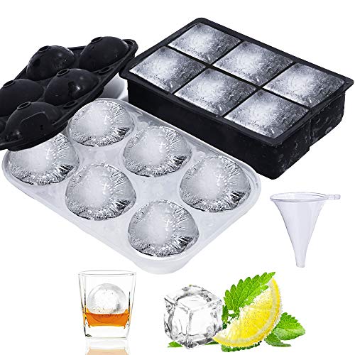 Eiswürfelform 50mm Eiskugelform 6-Fach 2-Set Silikon Eiswürfelbehälter Ice Cube Tray Eiswürfel Form BPA Frei für Whisky Cocktail Saft Schokolade Süßigkeiten von Lactraum