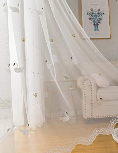 Lactraum Gardine Kinderzimmer Mädchen Prinzessin Transparent Weiß Bestickt Weiß Schwan Krone Voile mit Ösen 145 x 245 cm Lactraum Gardine Kinderzimmer Mädchen Prinzessin Transparent Weiß Bestickt Weiß Schwan Krone Voile mit Ösen 145 x 245 cm von Lactraum