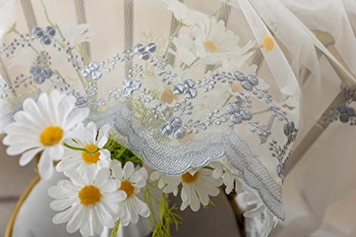 Lactraum Gardine Wohnzimmer Bestickt Klee Blumen Grau mit Universalband 300 x 245 cm (BxH) von Lactraum