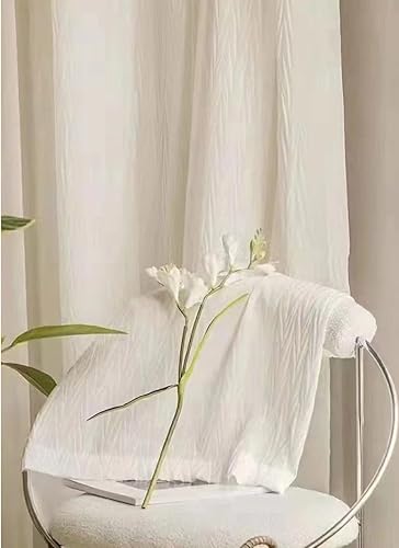 Lactraum Gardine Wohnzimmer Schwalbenschwanz zerknittert Vorhang Voile Mit Kräuselband Weiß 100 x 245 cm (BxH) von Lactraum