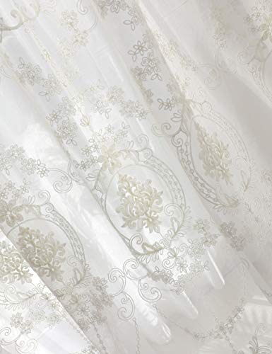 Lactraum Gardine Wohnzimmer Weiß Tranparent Bestickt Vintage Klassische Voile Normal mit Kräuselband 145 x 245 cm von Lactraum