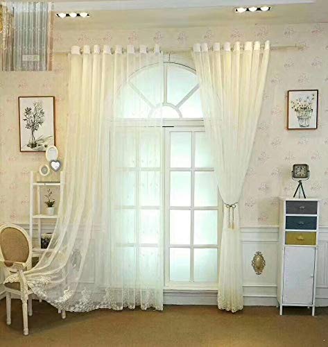 Lactraum Gardine Wohnzimmer mit Ösen Weiß Tranparent Bestickt Pfau Voile 300 x 245cm(Bx H) von Lactraum