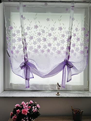 Lactraum Raffgardinen Raffrollo Arbeitszimmer Kinderzimmer Küche Frühling Blumen (Violett) von Lactraum