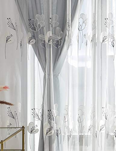 Lactraum Vorhänge Wohnzimmer Transparent Weiß Bestickt Blumen zephyranthe Voile mit Universalband 100 x 245 cm Lactraum Vorhänge Wohnzimmer Transparent Weiß Bestickt Blumen zephyranthe Voile mit Universalband 100 x 245 cm von Lactraum