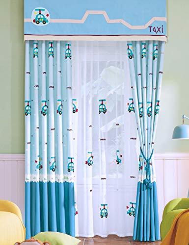 Lactraum Vorhang Kinderzimmer Jungen Transparent Weiss mit Ösen Voile Lustige spiegelverkehrt Stickerei Auto 100 x 245cm von Lactraum