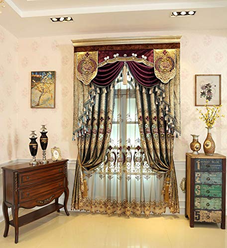 Lactraum Vorhang Wohnzimmer Bestickt Luxus Aushöhlen Wasserlösliche Blumen Gardine Voile mit Universalband 145 x 245 cm (BxH) von Lactraum