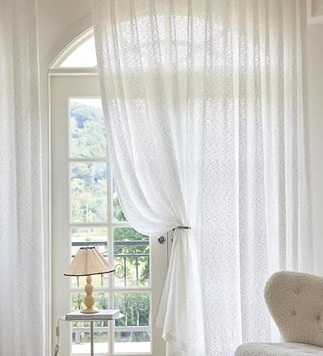 Lactraum Vorhang Wohnzimmer Luxus Eleganz romantische Gardine mit Kräuselband (Weiß, 200 x 245 cm (BxH)) von Lactraum
