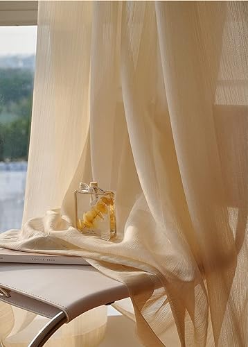Lactraum Vorhang Wohnzimmer Luxus vergoldete Gardine Voile Mit Kräuselband Gold 300 x 245 cm (BxH) von Lactraum