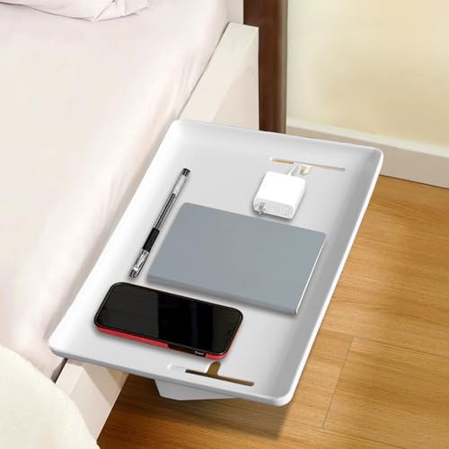 Lacusmall Nachttisch Regal, BedShelfie Tablett Nachttischregal Regal für Bett mit Kabelführung, Clip-On-Nachttisch, Tablett-Organizer ca.: 32 * 23.5cm, Weiß Lacusmall Nachttisch Regal, BedShelfie Tablett Nachttischregal Regal für Bett mit Kabelführung, Clip-On-Nachttisch, Tablett-Organizer ca.: 32 * 23.5cm, Weiß von Lacusmall