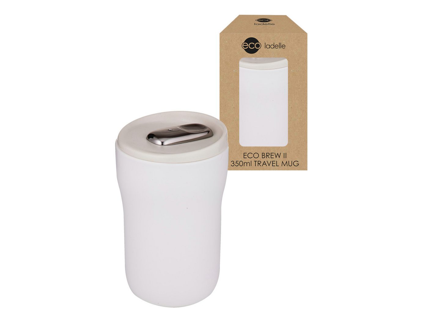 Ladelle Becher ECO BREW II To-Go-Becher doppelwandig keramik alabaster 0,35l, Keramik, Eco Brew II Alabaster Dbl Wall Ceramic Travel Mug 8.6x8.6x13.8cm von Ladelle