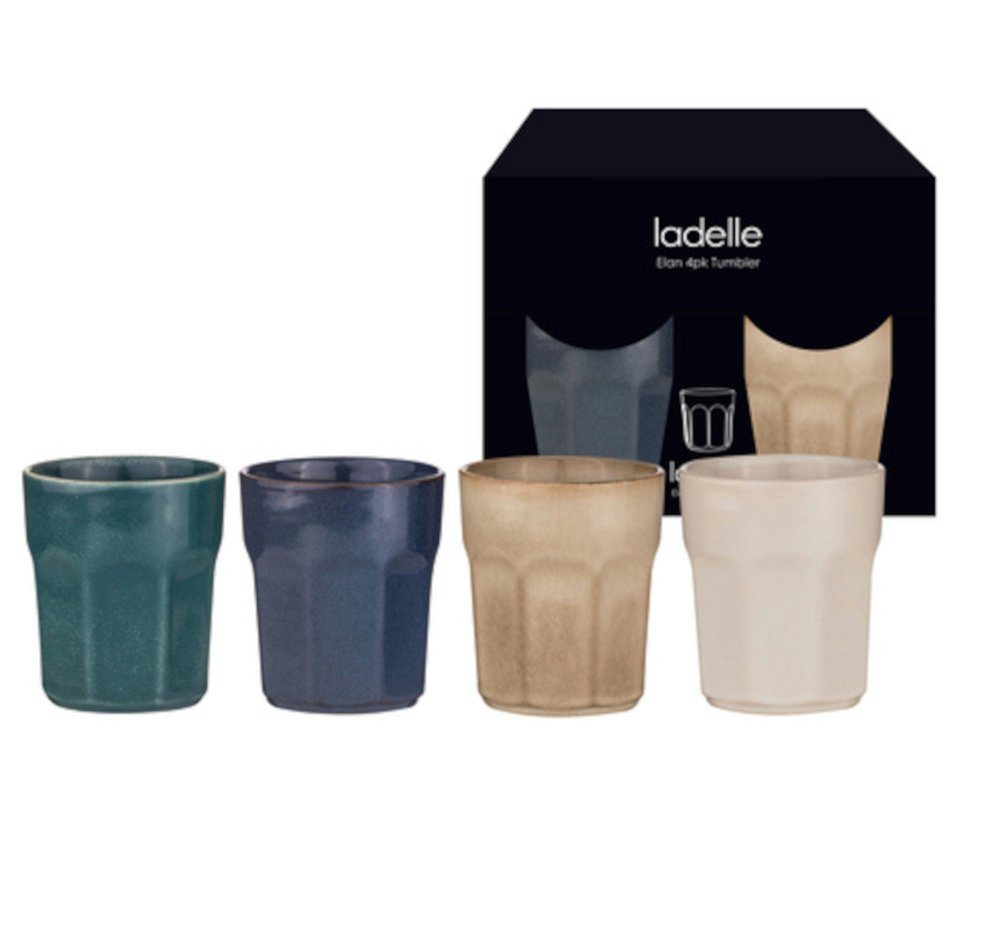 Ladelle Becher ELAN Becher assortiert Set4, Steinzeug, Elan Assorted 4pk Tumbler 8.2x9.5cm von Ladelle