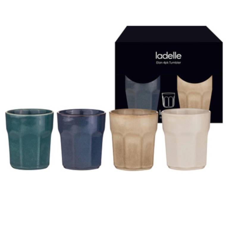 Ladelle Becher ELAN Becher assortiert Set4, Steinzeug, Elan Assorted 4pk Tumbler 8.2x9.5cm von Ladelle