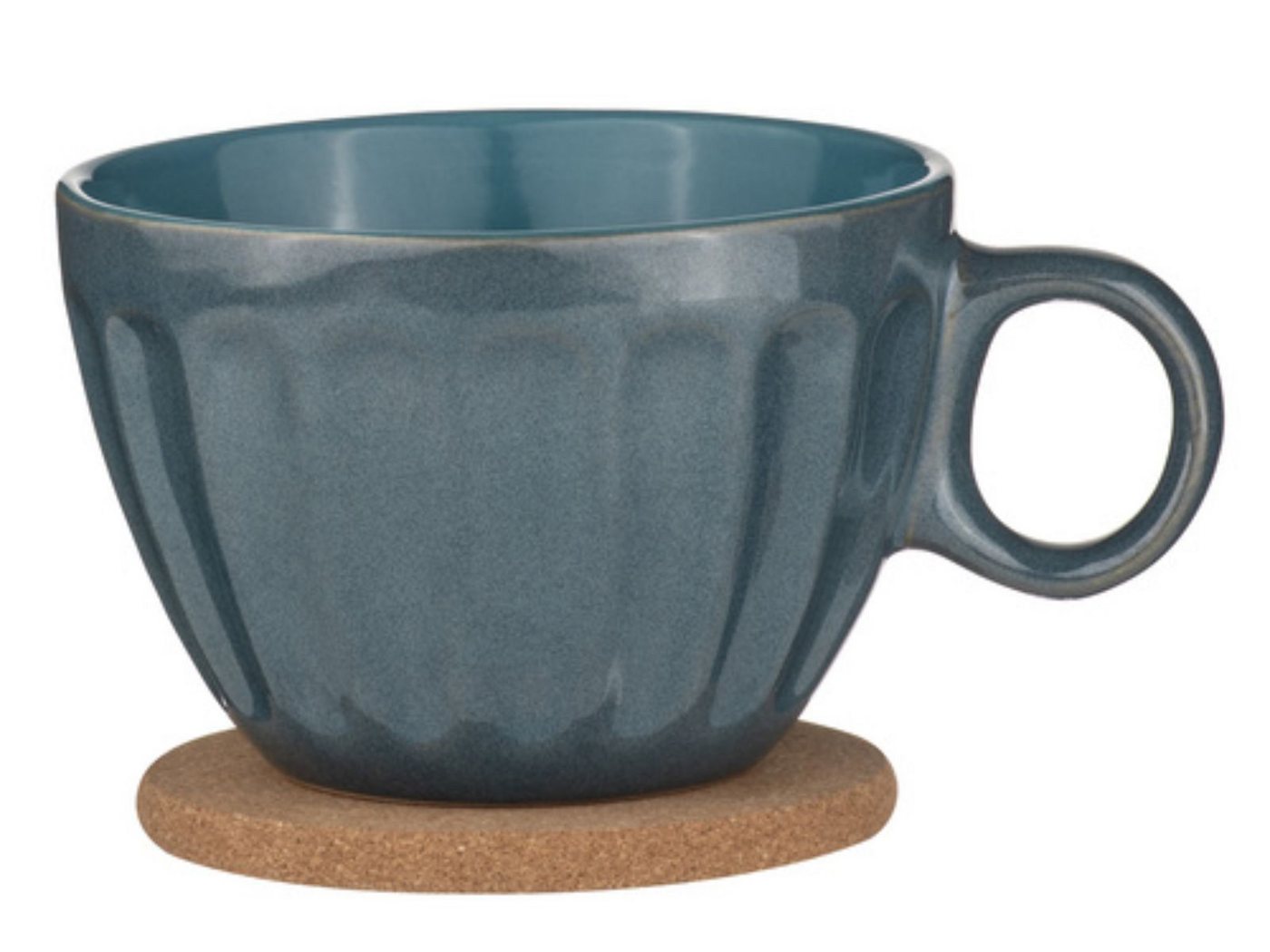 Ladelle Becher ELAN Becher- und Untersetzerset blau, Steinzeug / Kork, Elan Storm Blue Duo Mug & Coaster Set Assorted von Ladelle