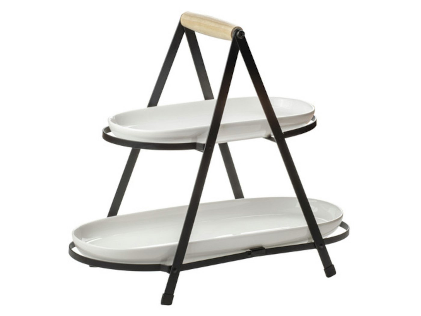 Ladelle Etagere SERVE & SHARE Servierturm 2-stufig, Porcelain/Metal/Wood, Serve & Share 2 Tier Serving Tower 43.2x19.4x37cm von Ladelle