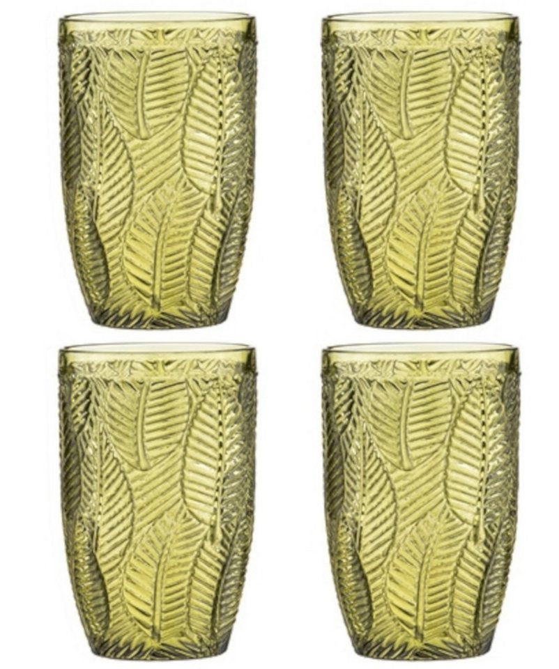 Ladelle Glas ARECA Longdrinkglas Olivgrün Set4, Glas von Ladelle