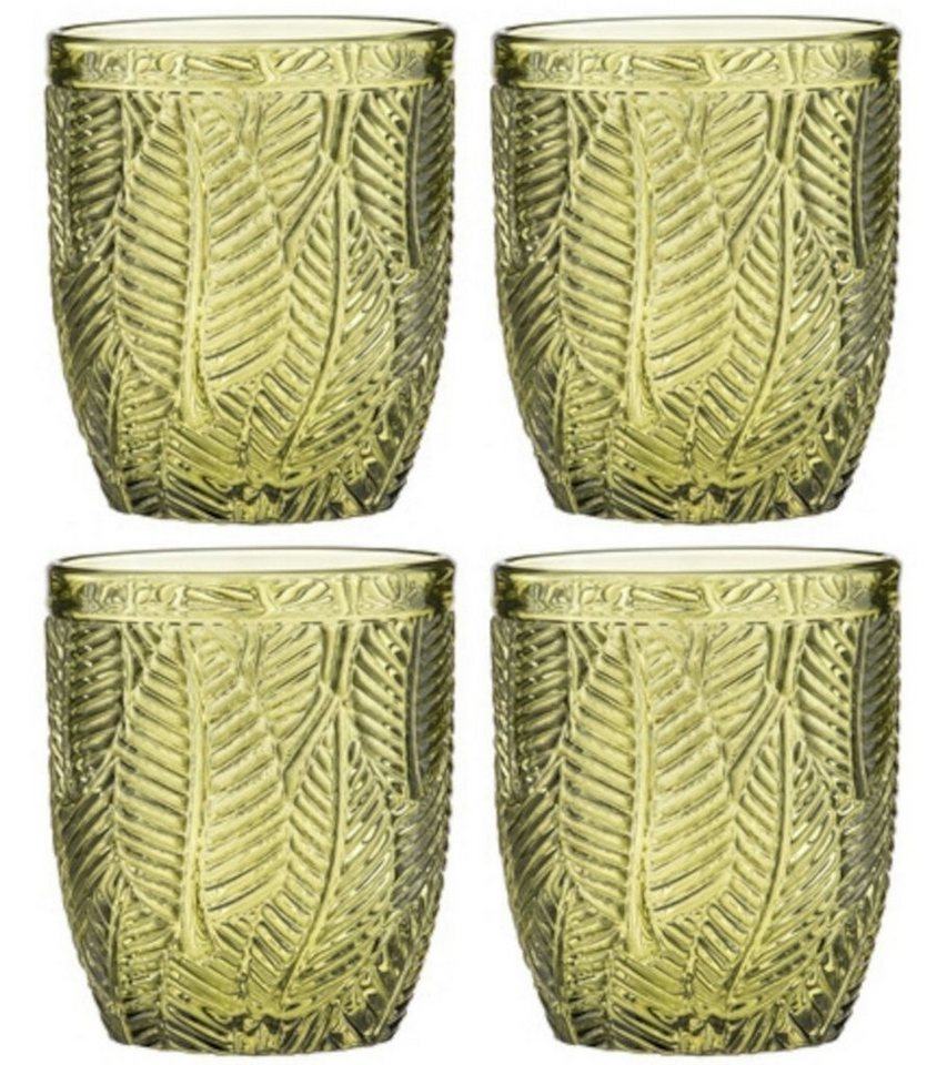Ladelle Gläser-Set ARECA Wasserglas Olivgrün Set4, Glas, Areca Olive 4pk Glass Tumbler 8.4x8.4x10cm von Ladelle