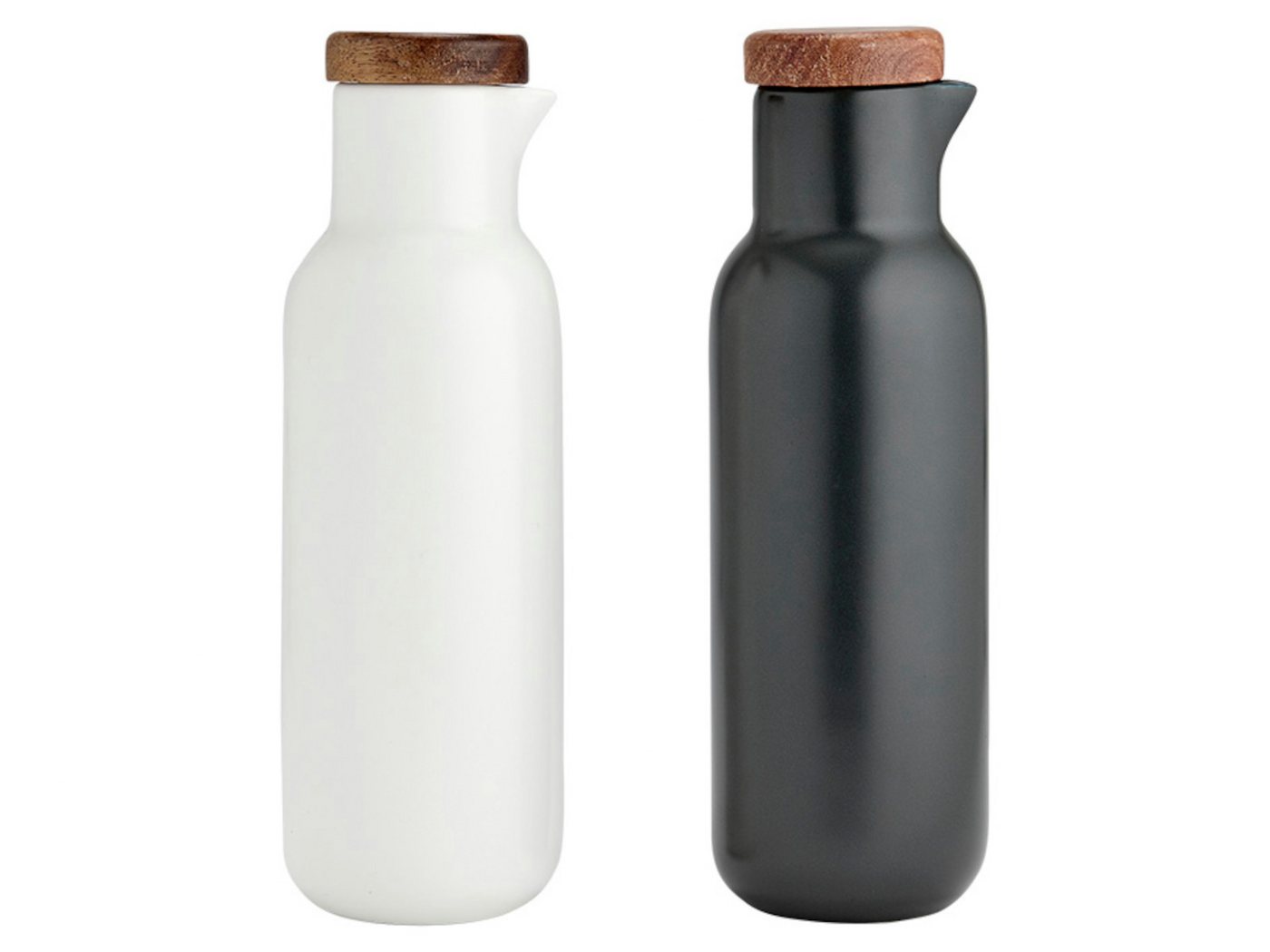 Ladelle Menage-Set ESSENTIALS Essig- & Öl-Set weiss/anthrazit 2tlg, (Essig-/Ölflaschen), Essentials White/Stone Oil & Vinegar Set 6.2x6.2x18.3cm von Ladelle