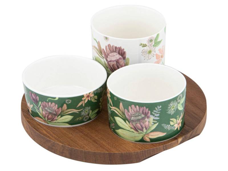 Ladelle Schale Leura Rund Assortiert Schalenset 4tlg, Akazienholz / Porzellan, (Schüsseln & Schalen) von Ladelle