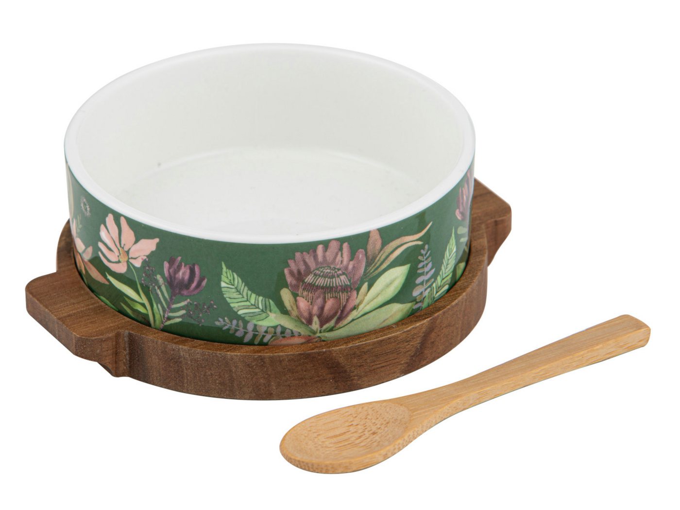 Ladelle Servierplatte Leura Assortiert Schale Löffel&Runde Servierplatte 3tlg, Porzellan / Akazie / Bambus, (Platten) von Ladelle