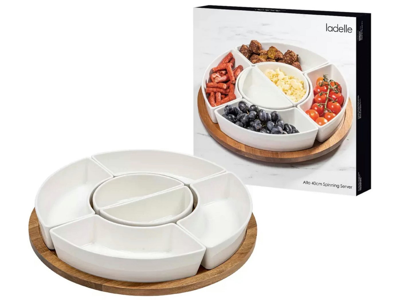 Ladelle Servierschale Alto Serve & Share weiß Drehteller 41cm, Porcelain/Metal, (Serviersets) von Ladelle