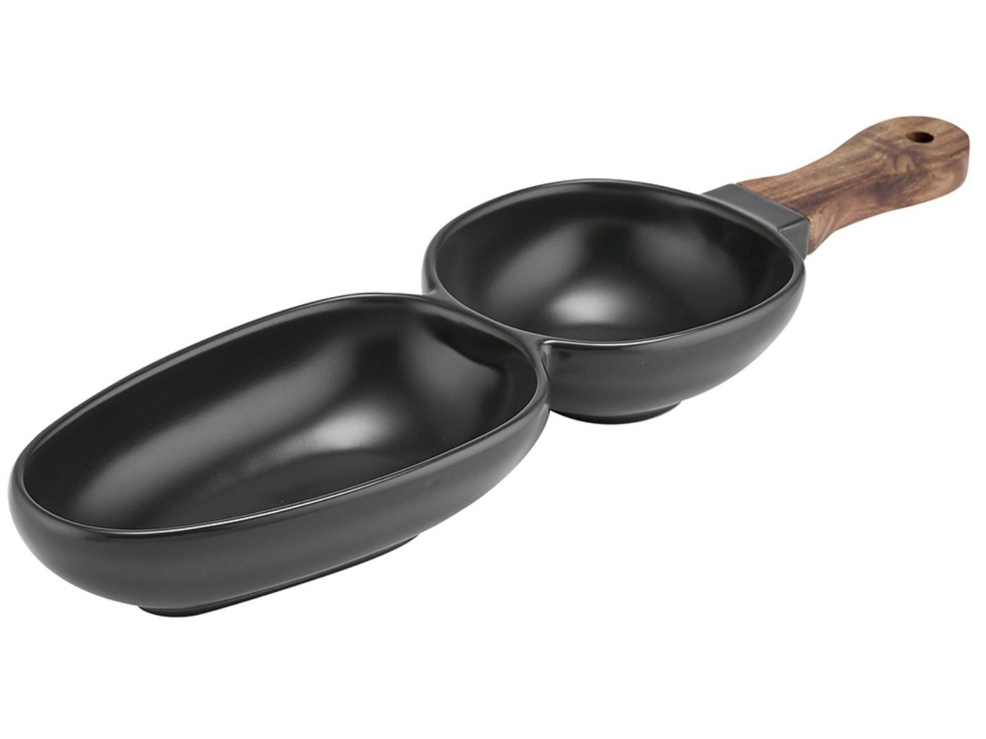 Ladelle Servierschüssel ESSENTIALS Servier-Stick anthrazit 2tlg., Porcelain/Acacia, (Servier-Sticks), Essentials 2 Part Charcoal Serve Stick 34.5x9.5x4.8cm von Ladelle