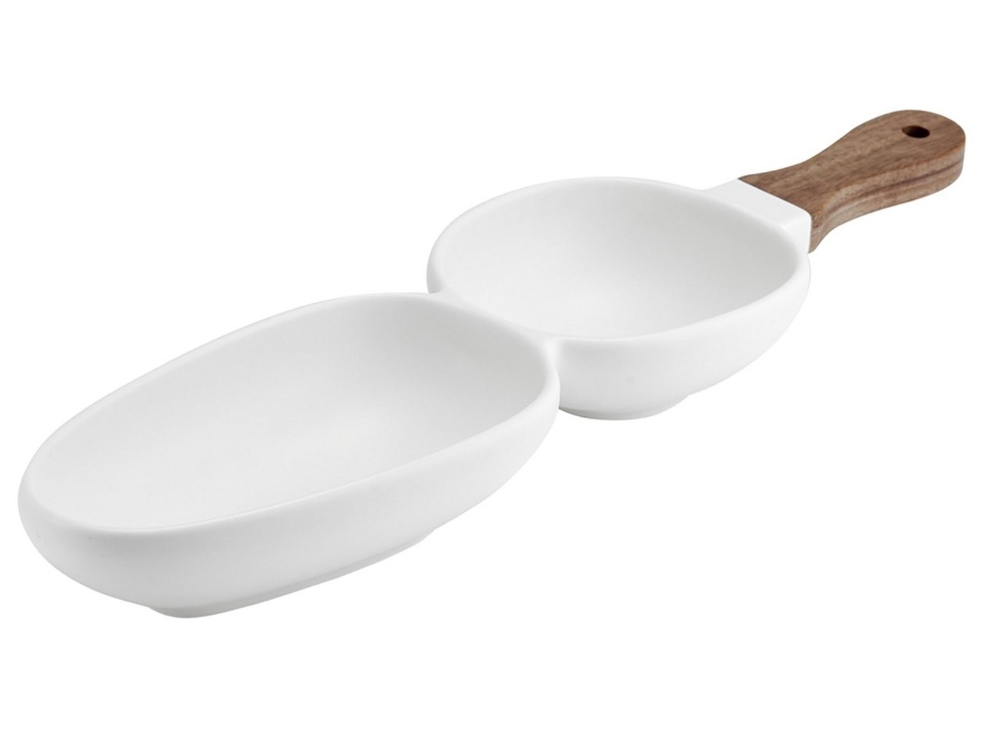Ladelle Servierschüssel ESSENTIALS Servier-Stick weiss 2tlg., Porcelain/Acacia, (Servier-Sticks), Essentials 2 Part White Serve Stick 34.5x9.5x4.8cm von Ladelle