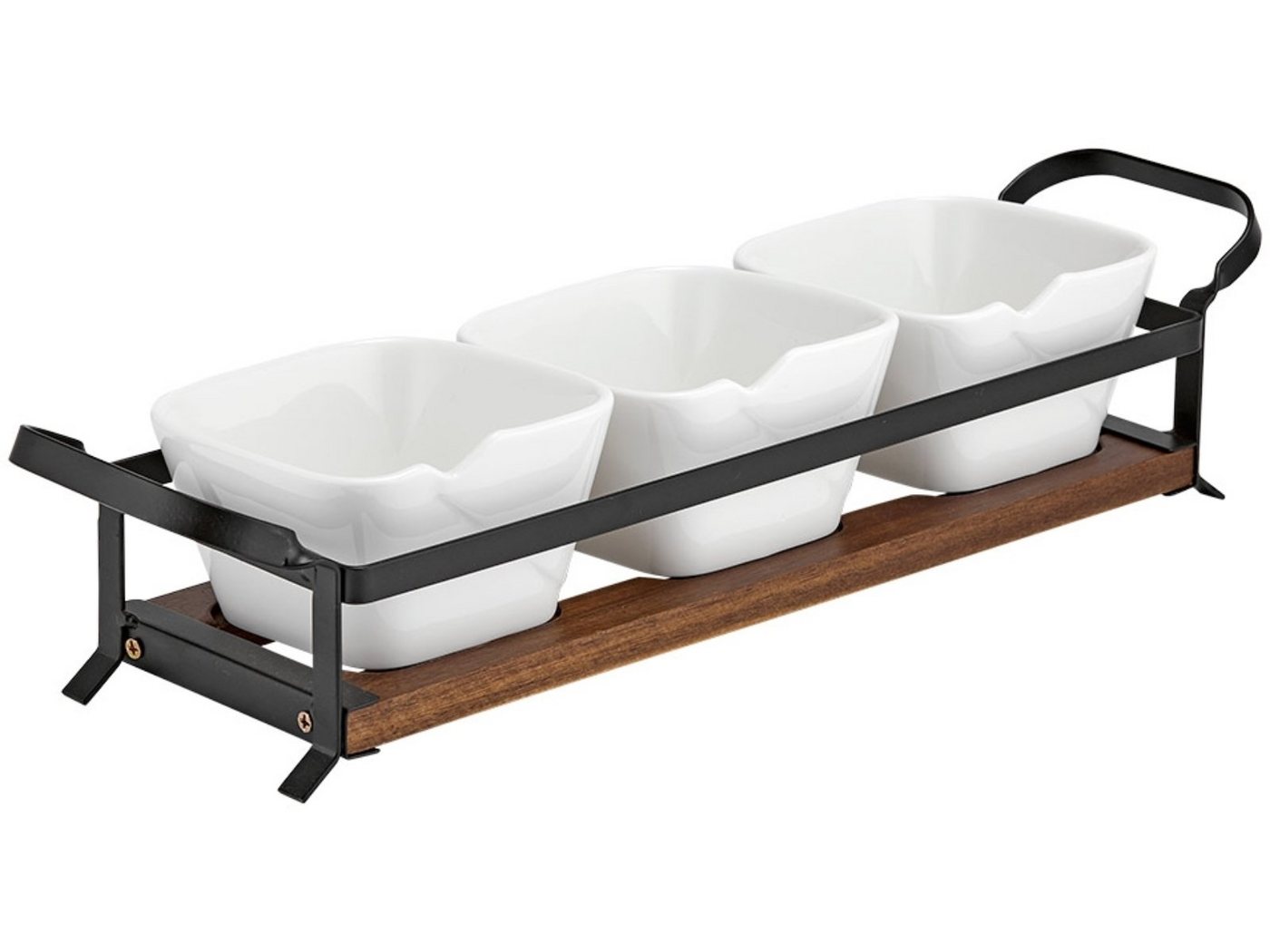 Ladelle Servierschüssel SERVE & SHARE Servier-Set 4tlg., Porcelain/Metal/Wood, (Serviersets), Serve & Share 4pce Serving Set 41.7x10.8x8.5cm von Ladelle