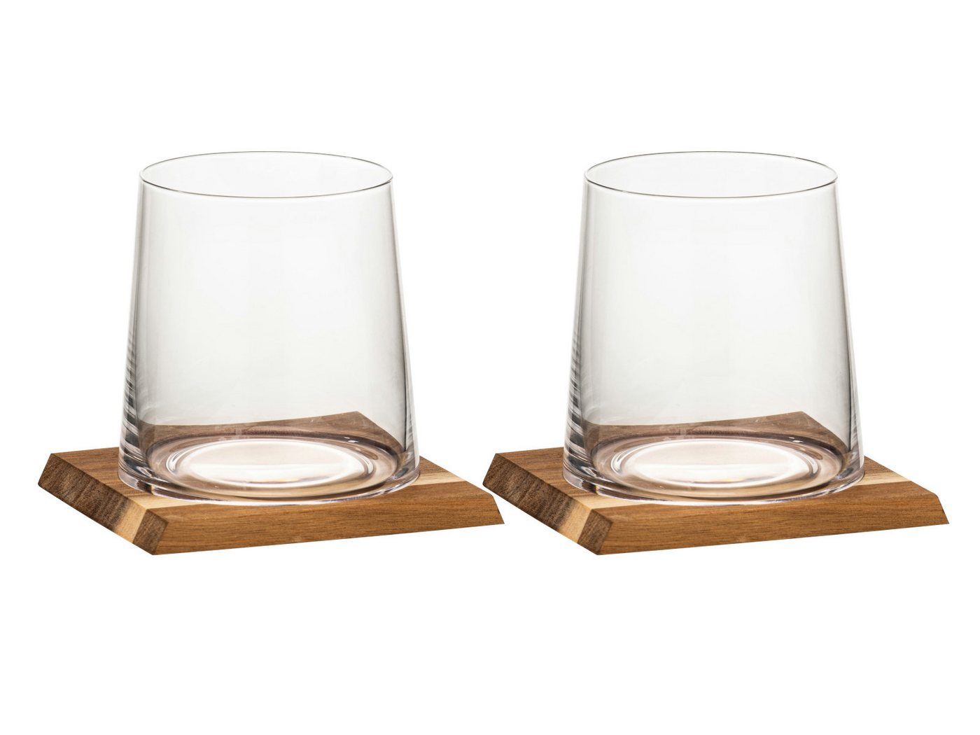 Ladelle Gläser-Set HARVEY Whiskeyglas & Untersetzer-Set 2-er Pack, Glas / Holz von Ladelle