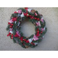 Adventskranz Winterkranz Tischkranz Zapfen Strohkranz Türkranz Weihnachten Türschmuck Tannengrün Deko-Kranz Weihnachtsdeko Herz Lichterkette von LadenvonElena