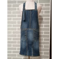 Jeansschürze Upcycling Recycling Latzchürze Blaue Schürze Handgefertigte Recycelter Denim Kochschürze Kochen Küche Barista von LadenvonElena