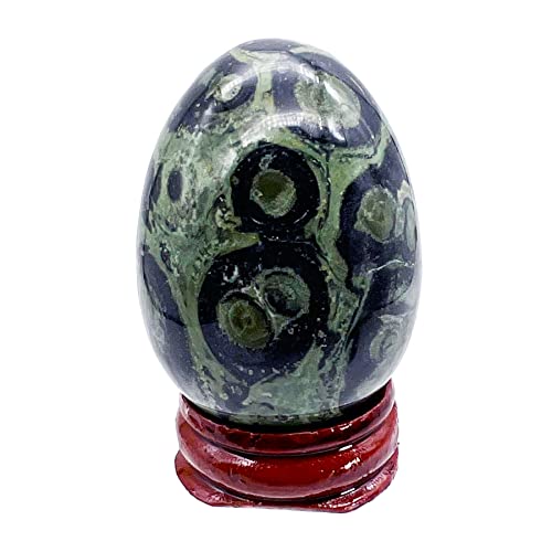Ladeukoi Stein Ei Figuren, Poliert Heilung Kristall Ostern Eier Kugel Skulptur mit Holzständer, 45mm groß, Kambaba Jasper von Ladeukoi
