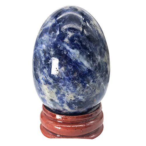 Ladeukoi Stein Ei Figuren, Poliert Heilung Kristall Ostern Eier Kugel Skulptur mit Holzständer, 45mm groß, Sodalite von Ladeukoi