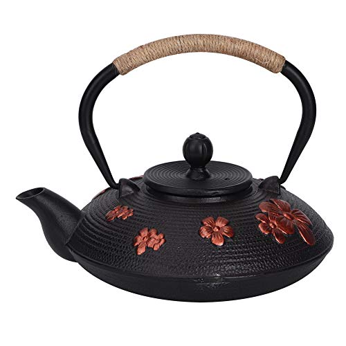 Teekanne, 0,9 l rotes orientalisches Kirschmuster Klassisches gusseisernes Teekannen-Wasserkocher-Teekannen-Trinkgeschirr-Werkzeug von Ladieshow