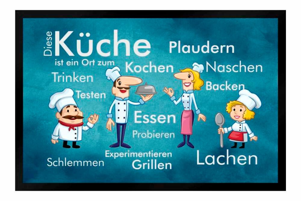 Fußmatte Schmutzfangmatte Küche Lachen Plaudern Essen Grillen F917, Ladreas, 60x40 von Ladreas