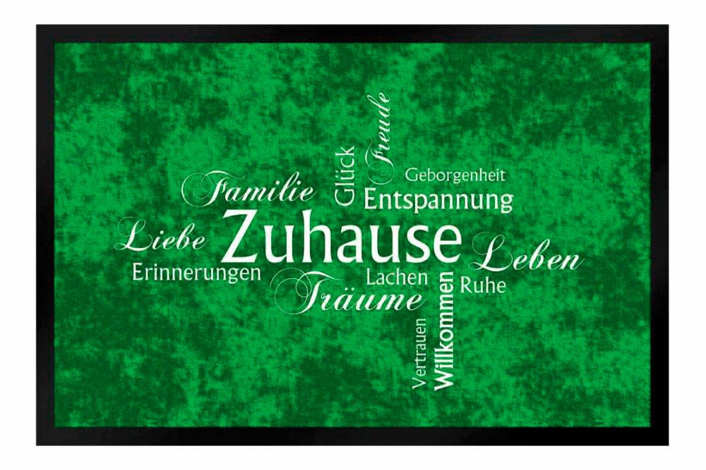 Fußmatte Schmutzfangmatte Zuhause Familie Glück Liebe Ruhe grün F749, Ladreas, 60x40 von Ladreas