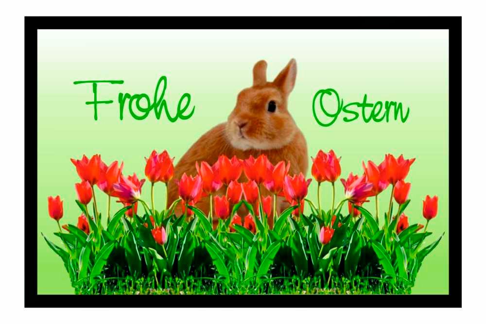 Fußmatte Schmutzfangmatte Frohe Ostern Tulpen Kaninchen F634, Ladreas, 60x40 von Ladreas