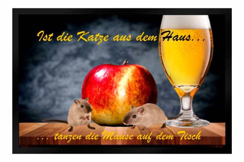 Ladreas Fußmatte Schmutzfangmatte Katze Mäuse Tanzen Tisch Apfel Bier F484, 60x40 von Ladreas
