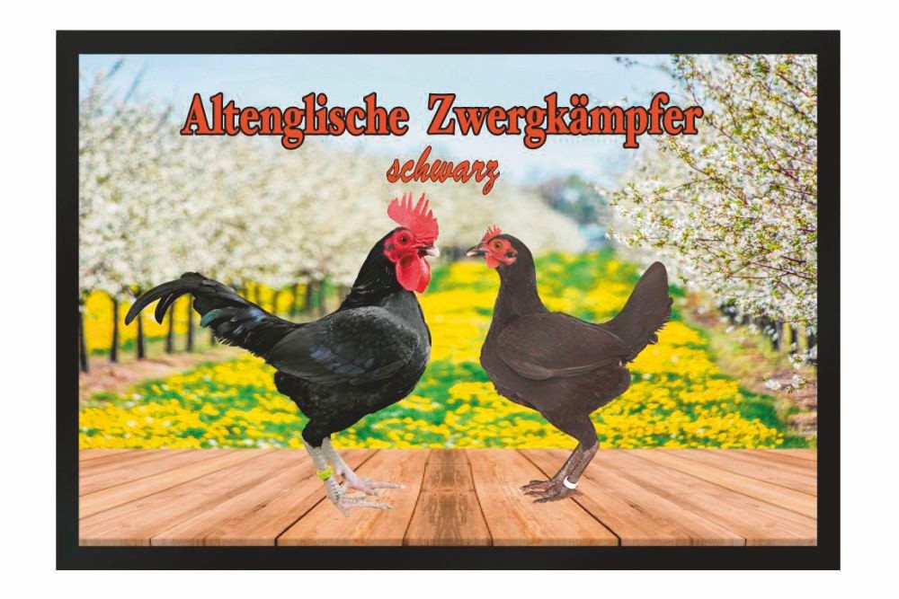 Fußmatte Hühner Altenglische Zwergkämpfer orangebrüstig F1452, Ladreas, 60x40 von Ladreas